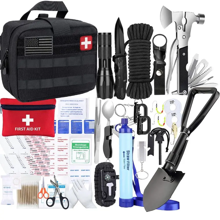

Survival Kit Camping kit First Aid Kit Emergency Bugout Bag Gifts for Men Tactical Gear Accessories Molle Attachments Military