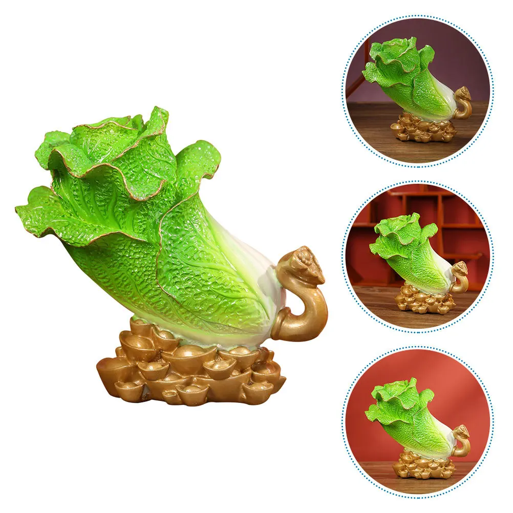 

Chinese Cabbage Wealth Luck Statue For Home Office Decor Housewarming Gift Resin Ornament Feng Shui Symbol