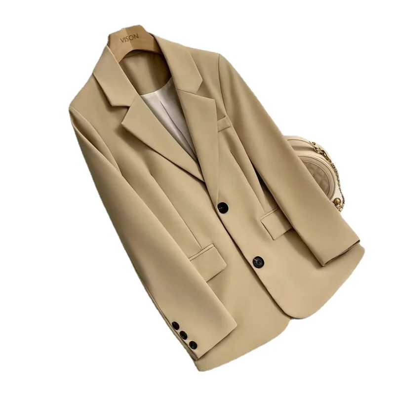 

Fashion Women Solid Blazer Single Breasted Solid Suit Female Women Coat Vintage Long Sleeve Pockets Outerwear Jackets Elegant