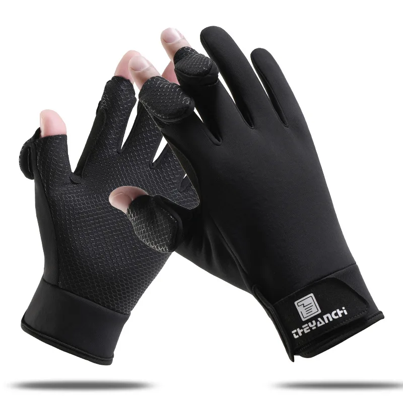 

Fishing Gloves Men Three Finger Cut Gloves Fishing Water Sun Protection Male Anti-Slip Cycling Drive Breathable Thicken Gloves