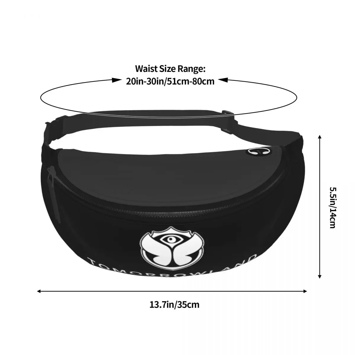 Custom Tomorrowland Fanny Pack Belgian Electronic Dance Music Festival Crossbody Waist Bag for Travel Cycling Phone Money Pouch