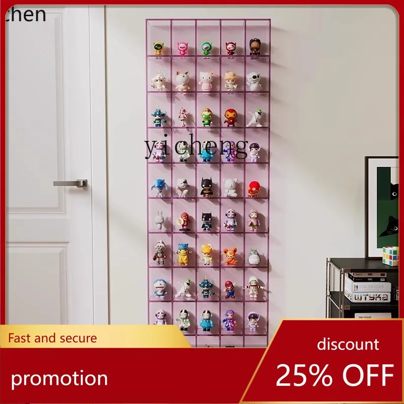 

YFY Acrylic Living Room Wall-Mounted Tea Set Storage Rack Tea Leaf Display Shelf Display Cabinet