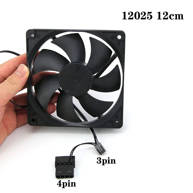 12cm DC 12v 3pin or Large 4pin Brushless Computer Cooling Fan 12025 120x25mm Fans Heatsink Radiator For PC Case GPU CPU Cooler s