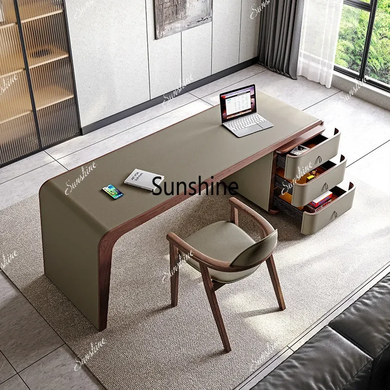 YSolid wood light luxury living room computer retractable Italian minimalist desk