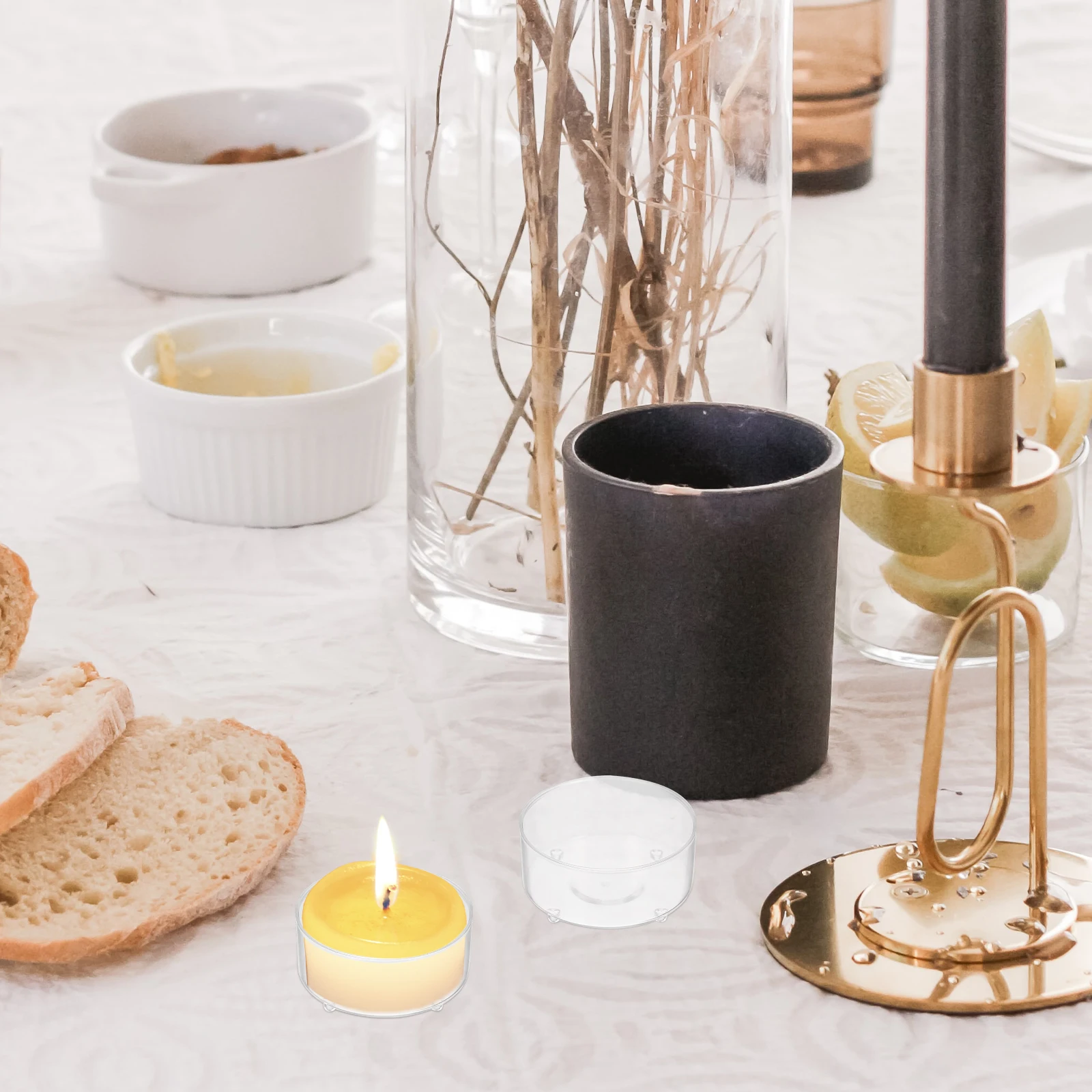 100 Pcs Holders Votive Cup Clear Plastic Tealight Cups Vessels Bulk Taper