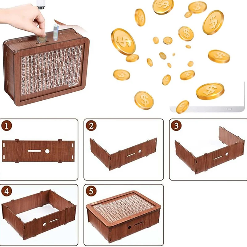 Cash Box With Counter Wooden Counter Piggy Bank Saveing Kids Adults Cash Box Save Money Cashier Drawer Organizing Crafts Home