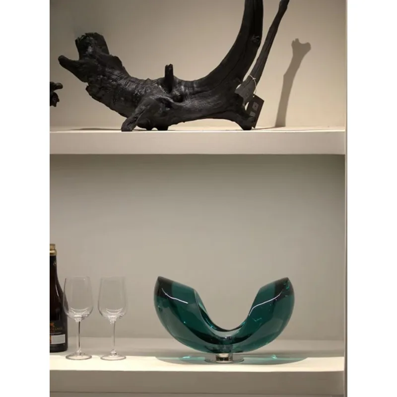 高級アクリルクリスタル、透明な緑色の風水インゴット彫刻、高品質、オフィス入口、家の芸術装飾