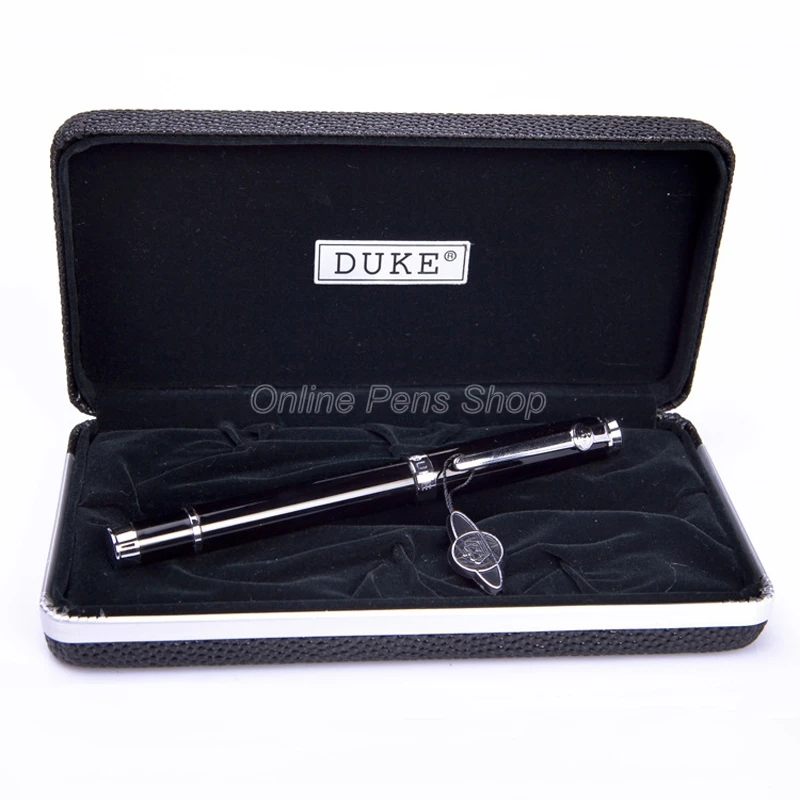 Imagem -04 - Duke Carbon Fiber Fountain Pen Estilo Bonito Caneta de Presente Preto e Prata Escritório e Casa Material Escolar