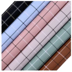 Gingham Pattern Faux Synthetic PU Leatherette Leather Fabric For Bag Handbags Gift Boxes DIY CN410