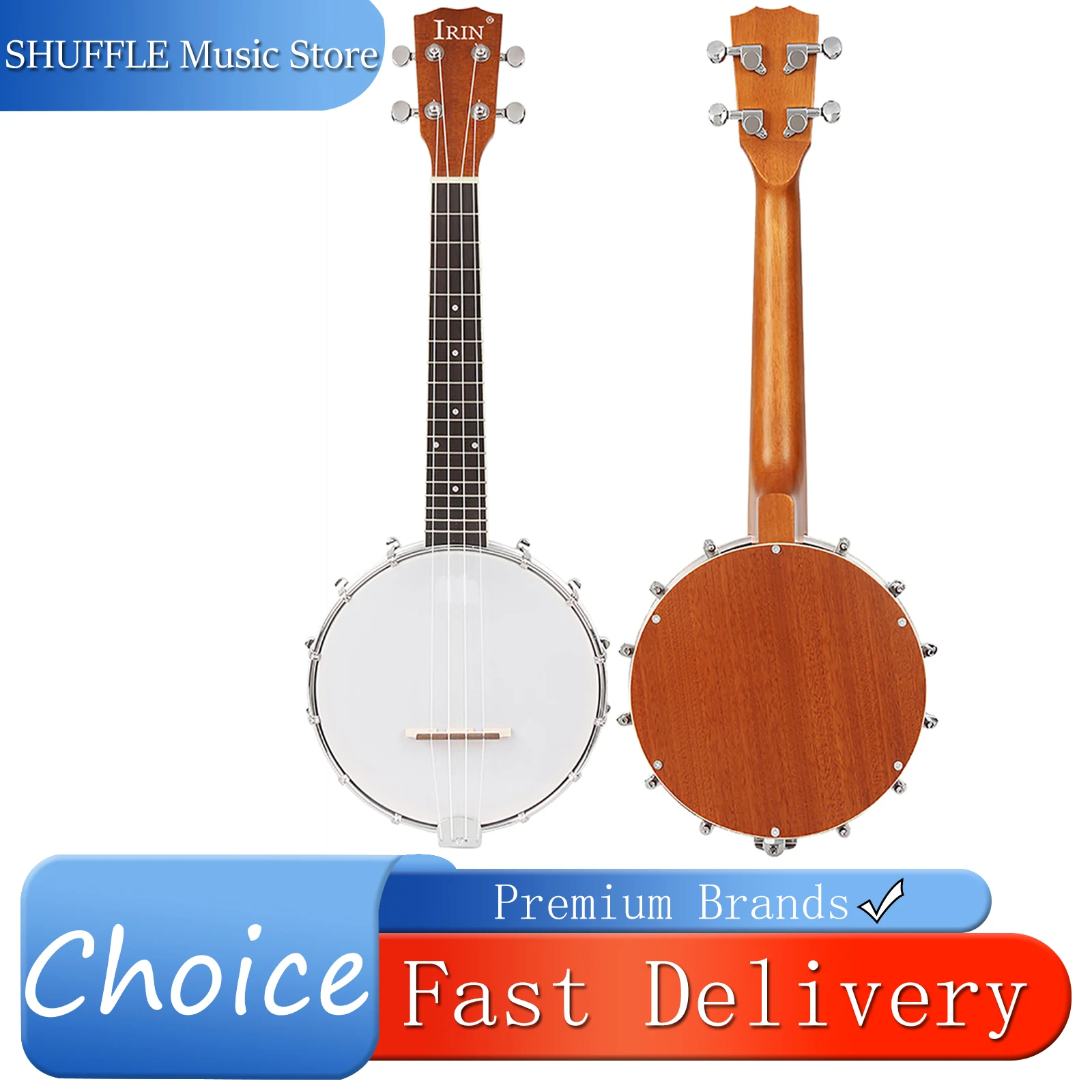 IRIN 4-String Banjo Maple Neck Rosewood Fretboard Sapele Backboard Mini Guitar Professional Banjo Beginner Set String Instrument