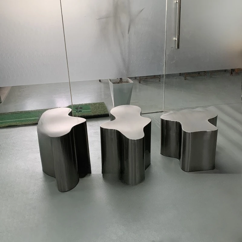 

Light luxury coffee table edge corner Italian stainless steel forehead cloud