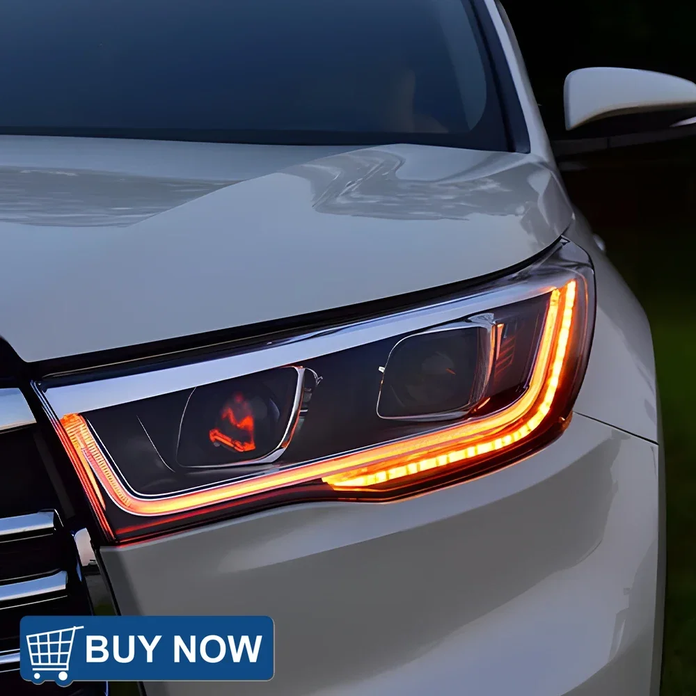 

For Toyota Highlander 2015-2017 Car Front Lamps Assembly Upgrade Blink Dynamic Two Projector Lens Headlight Tool Accessories