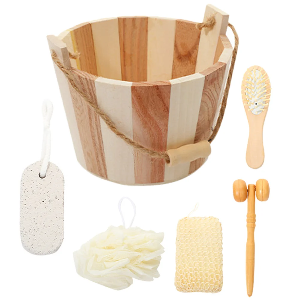 

1 set Bath Set Comfortable Body Cleaning Tool Foot Products Deep Cleansing Bath Gift Skin Care Exfoliating Wood Storage Neatly