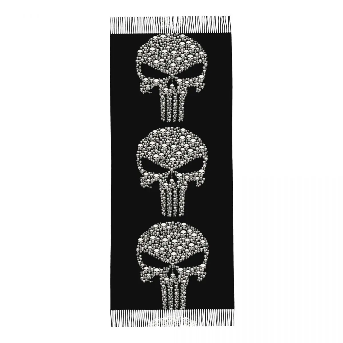 مخصص أنيق مارفل بطل السوبر المعاقب الجمجمة شرابة وشاح المرأة شتاء خريف دافئ شال التفاف الإناث كاريكاتير فيلم الأوشحة