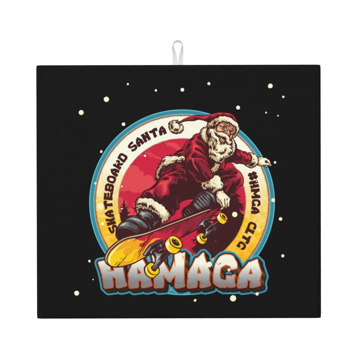 Santa Claus Drying Mats for Kitchen Fast Dry Absorbent Merry Christmas Skateboard Santas Hamaga Microfiber Dishes Drainer Pad