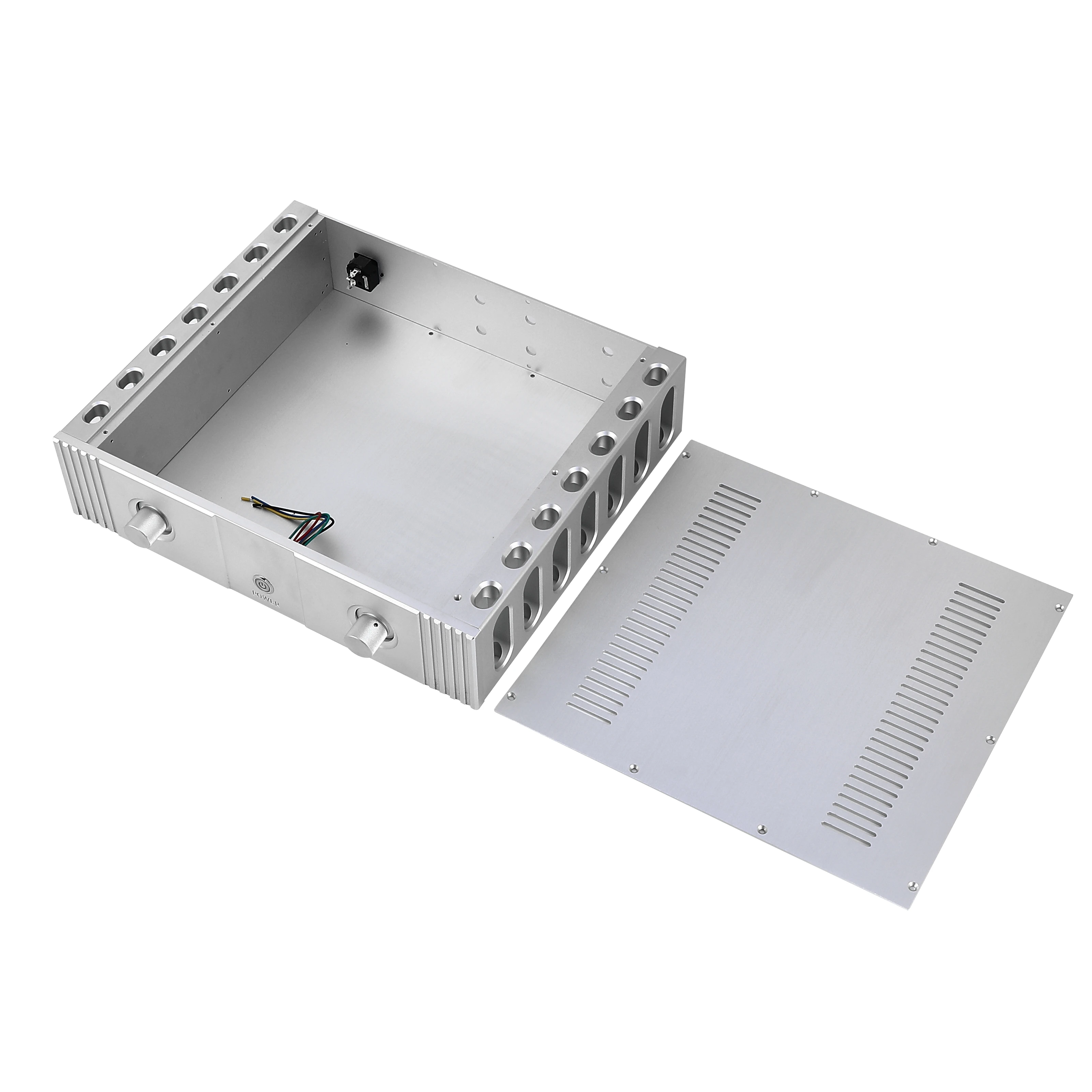 silver Full Aluminum Class A Amplifier Enclosure DIY HiFi Audio Amp Case luxurious Chassis with both sides heatsink  CJ-178