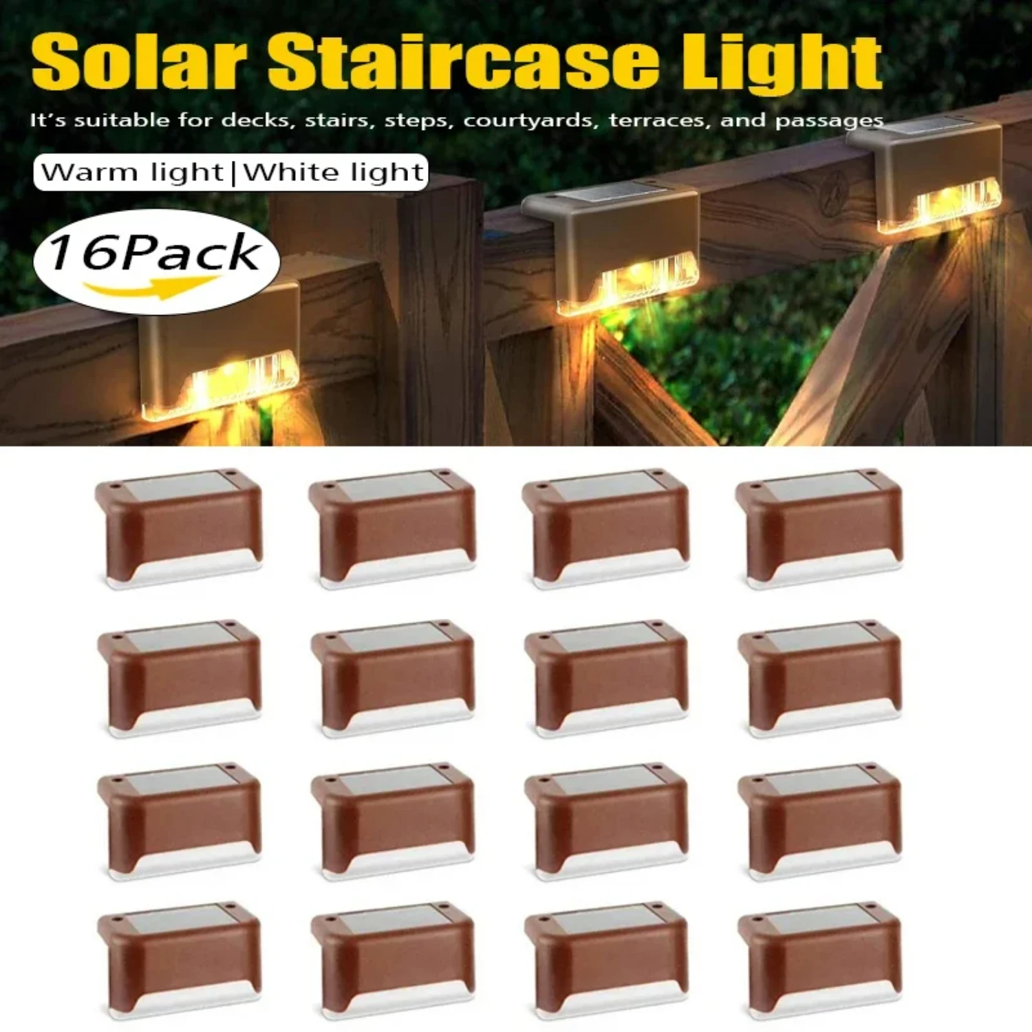 

New 1-16PCS Solar Deck Light Outdoor IP65 Waterproof Solar Power Garden Lamps Railing Stairs Step Fence Yard Patio Pathway