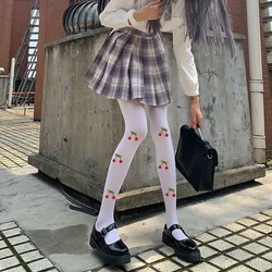 Mehr Kirsche Strumpfhosen weißen Samt Strumpfhosen niedlichen Lolita Kostüm Korea Student Frauen Oberschenkel hohe Strümpfe heiße Mädchen Unterwäsche Medien