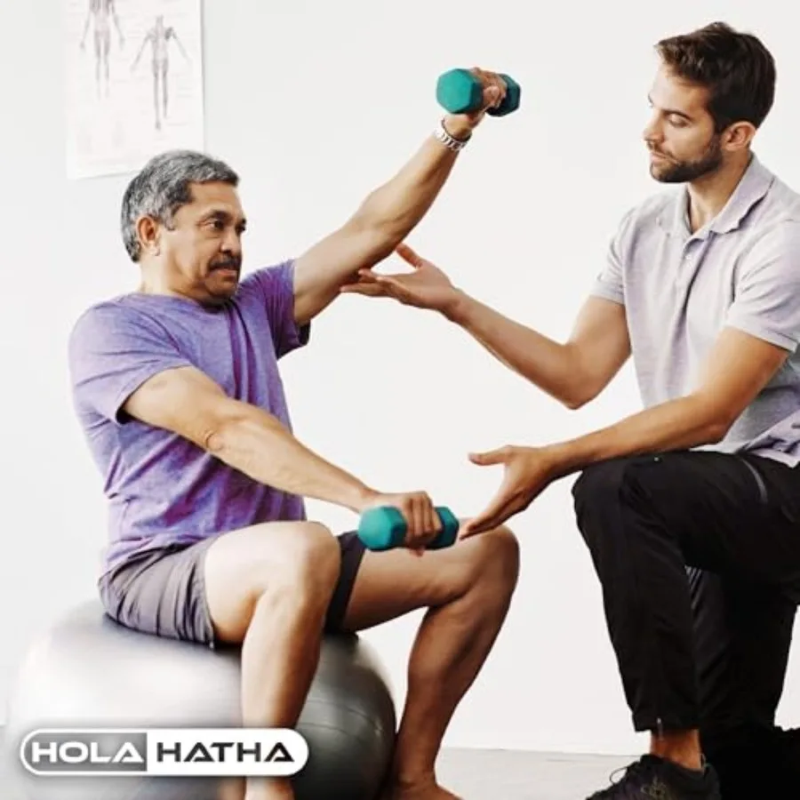 مجموعة أوزان الدمبل من النيوبرين من HolaHatha مع رف للتدريب على اللياقة البدنية في صالة الألعاب الرياضية المنزلية بوزن 56 رطلًا إجمالي الوزن في البلوز المحمول القابل للتعديل