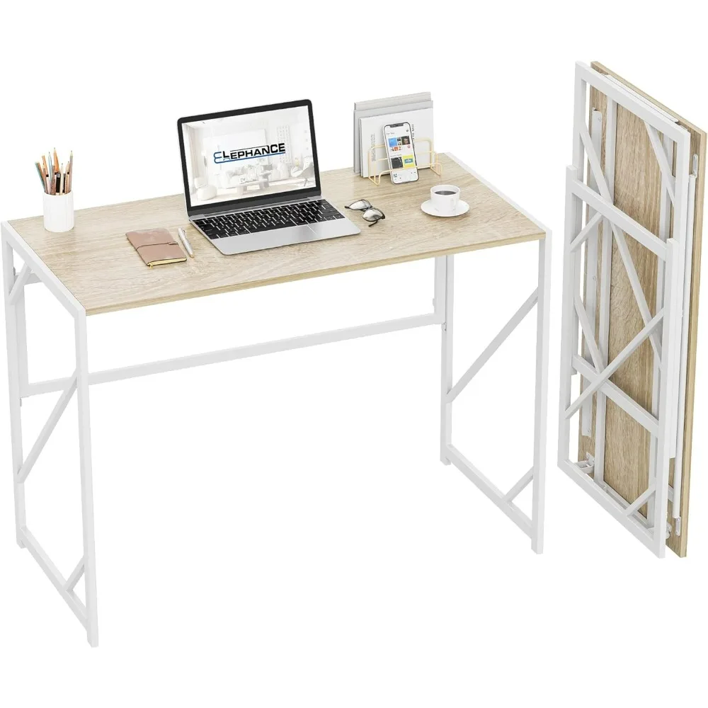 

Folding Desk Writing Computer Desk for Home Office, No-Assembly Study Office Desk Foldable Table for Small Spaces