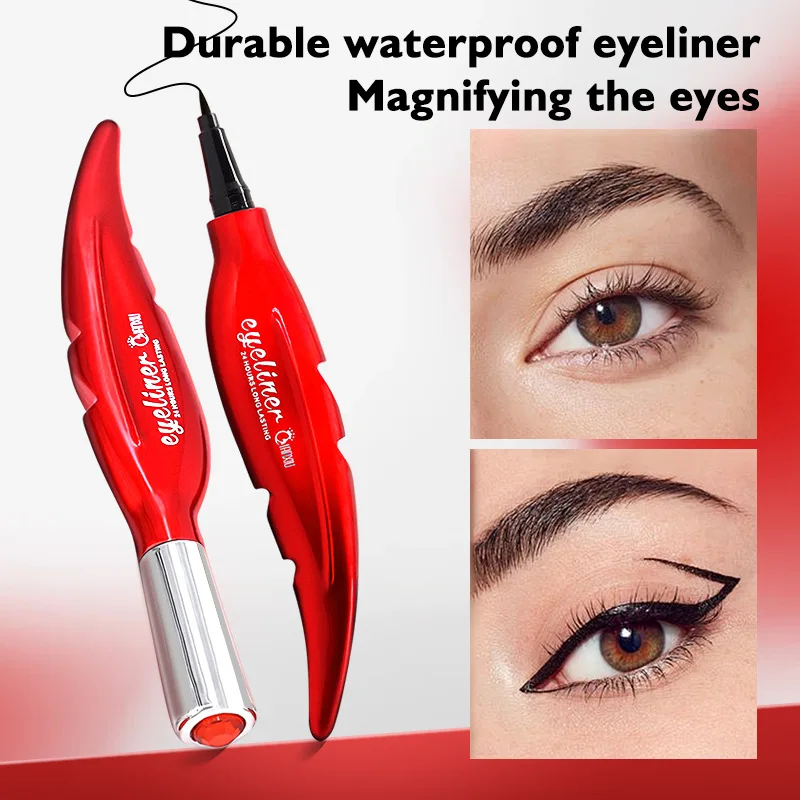 

Feather Black Eyeliner WaterProof Stamp White Liquid Pencil Lasting Beauty Eye Makeup for Women Female Cosmetic Extremely Fine