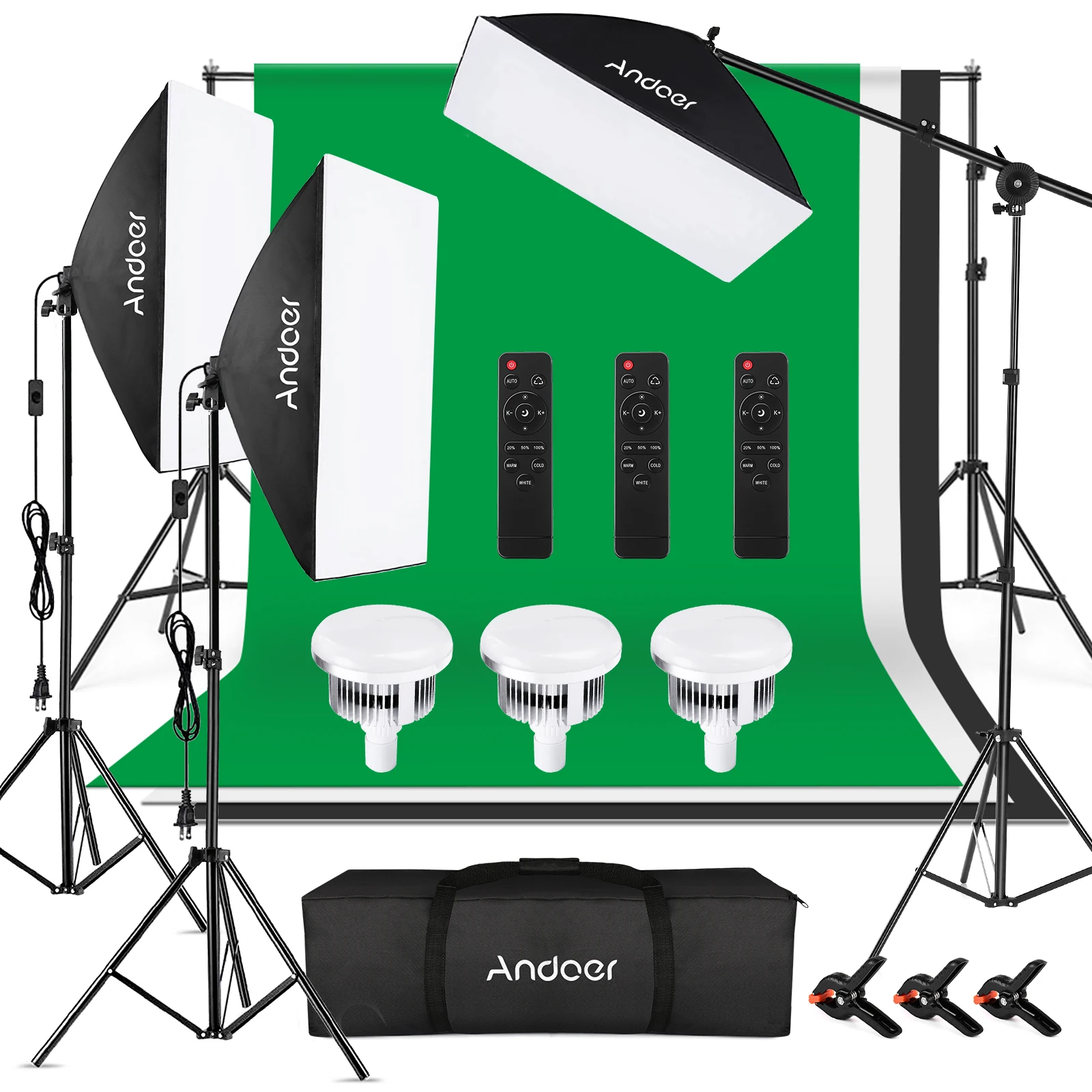 Studio Photography Light Kit Softbox Lighting Set Including 85W 3000K-6000K Bi Color Temperature LED Light Softbox Light Stand B