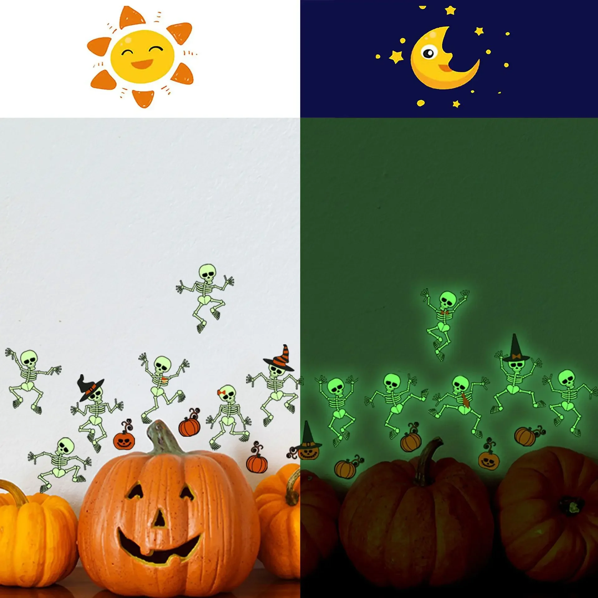 Halloween Skull Luminous Wall Sticker Luminous Sticker Room Decoration Wall Sticker