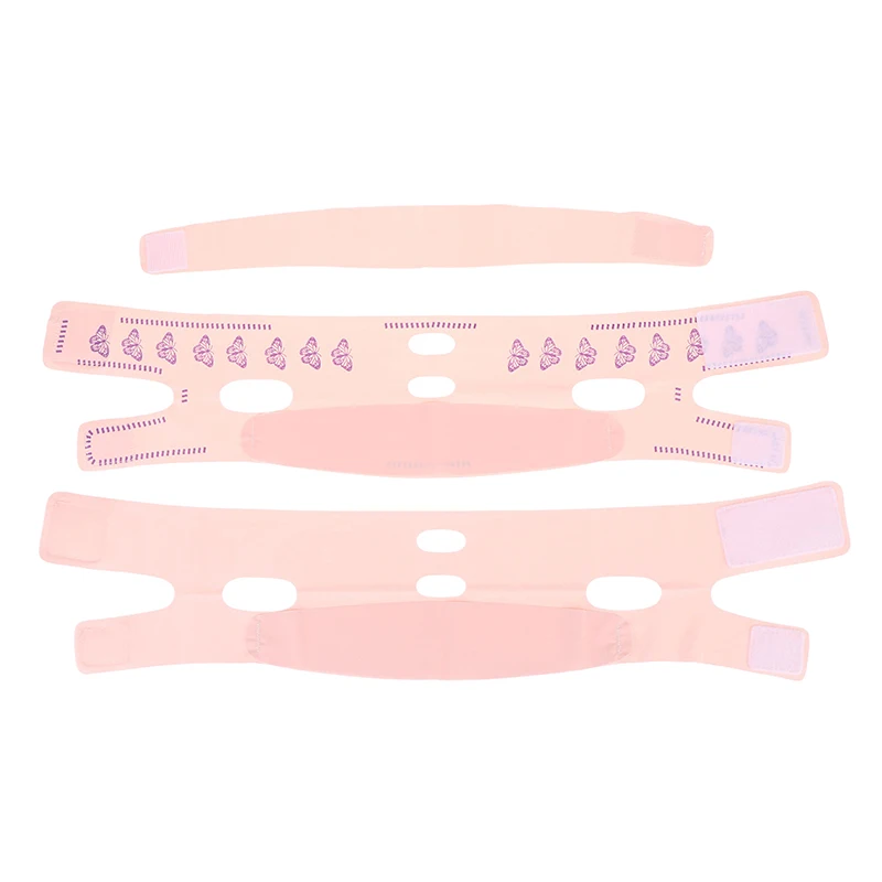 Diadema de vendaje de presión de cara completa rosa suave con correas ajustables levantamiento y soporte faciales transpirables para uso diario y sueño,