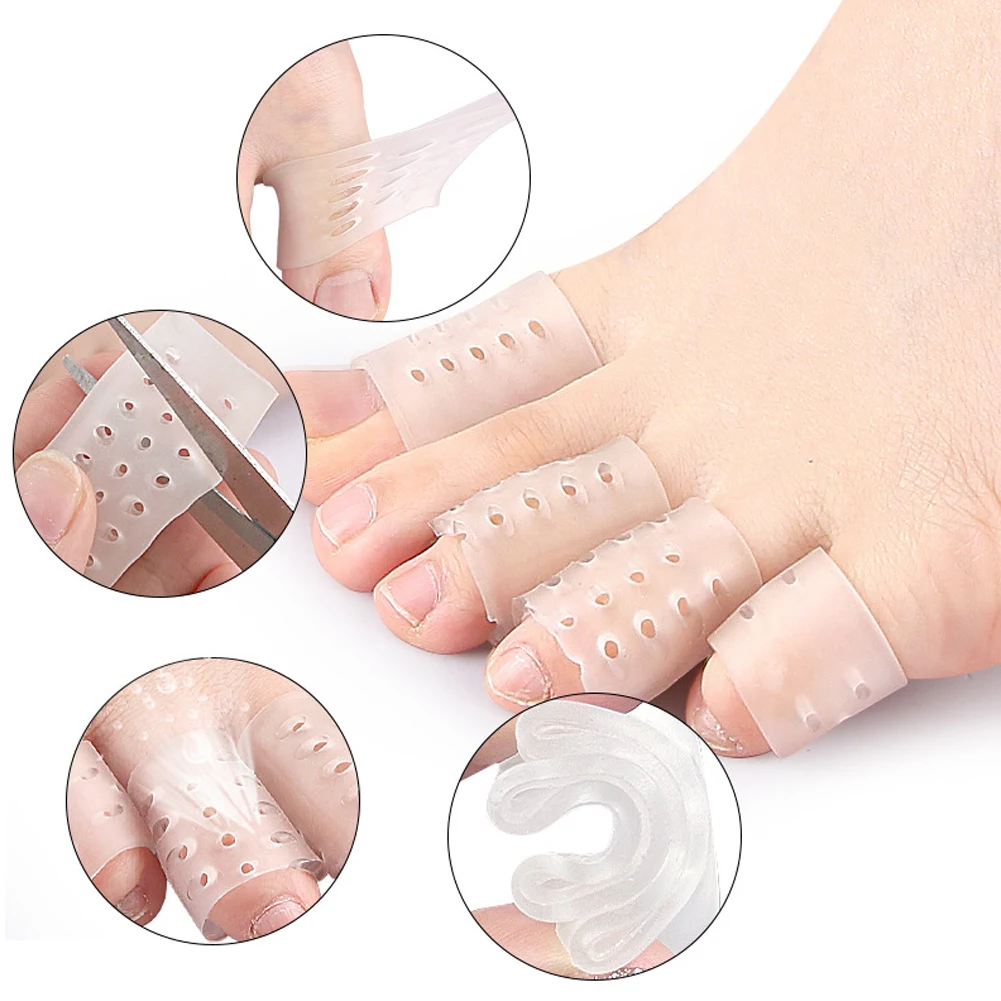 2 Pcs Toe Protector Transparent Silicone Toe Sleeves Breathable Toe Tubes for Bunion Corns Hammer Toe Blisters Calluses
