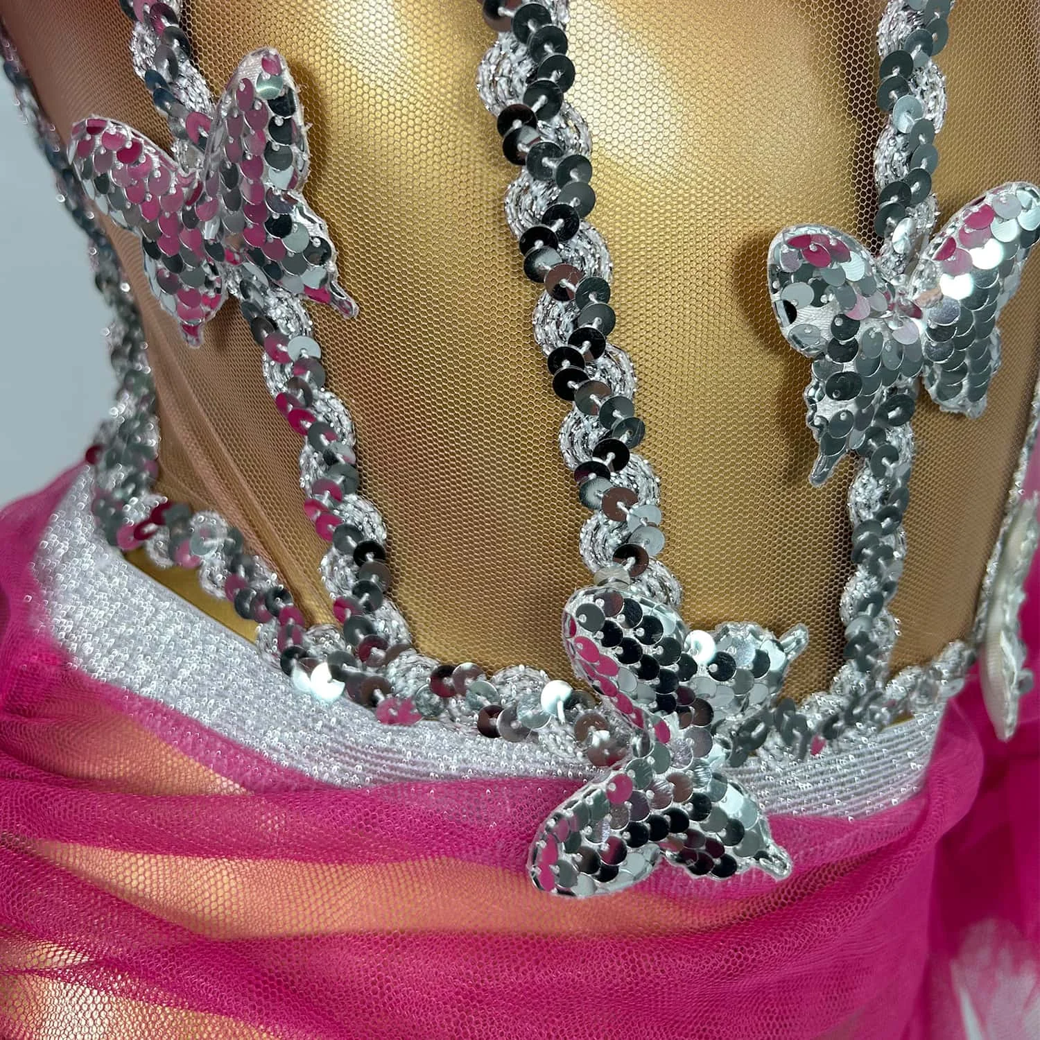 Xinshen-vestido sin tirantes de malla con lentejuelas brillantes, conjunto de traje de fiesta y Club, ropa de actuación de escenario para cantar y bailar, a la moda