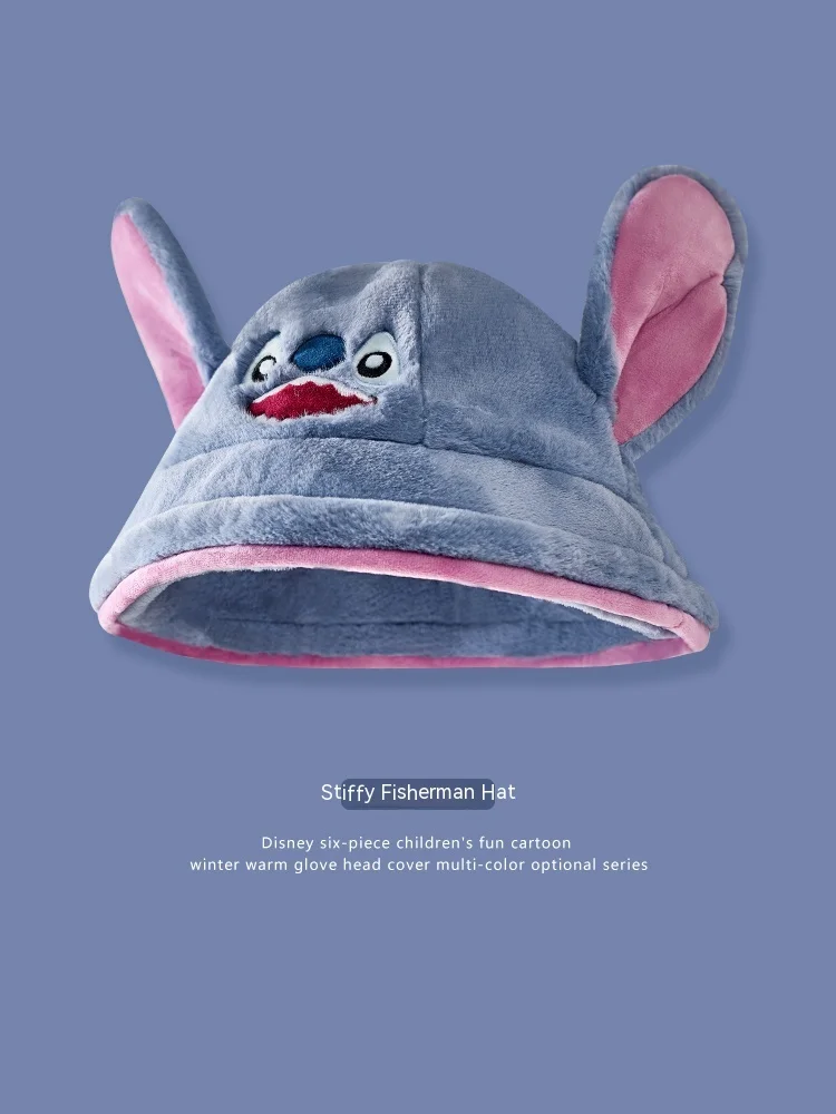 Disney New Cute Plush Warm Hat Big Eyed Stitch Winnie Bear Cartoon Funny Pot Hat Winter anime Peripheral Products