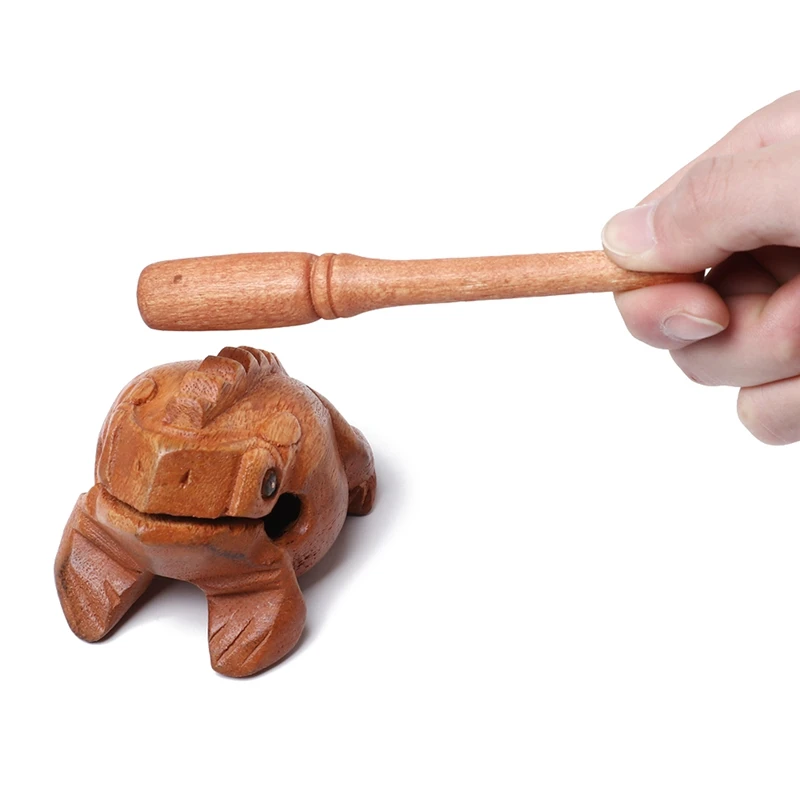 1 Piece Wood Frog Tone Block Toys Wooden Lucky Frog Toy Carved Croaking Wood Percussion Musical Sound