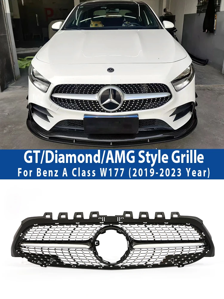 Racing Grille For Mercedez W177 Auto Front Bumper Panamericana Grille 2019 2020 2021 2022 A35 A45 Style AMG GT Grill Diamond