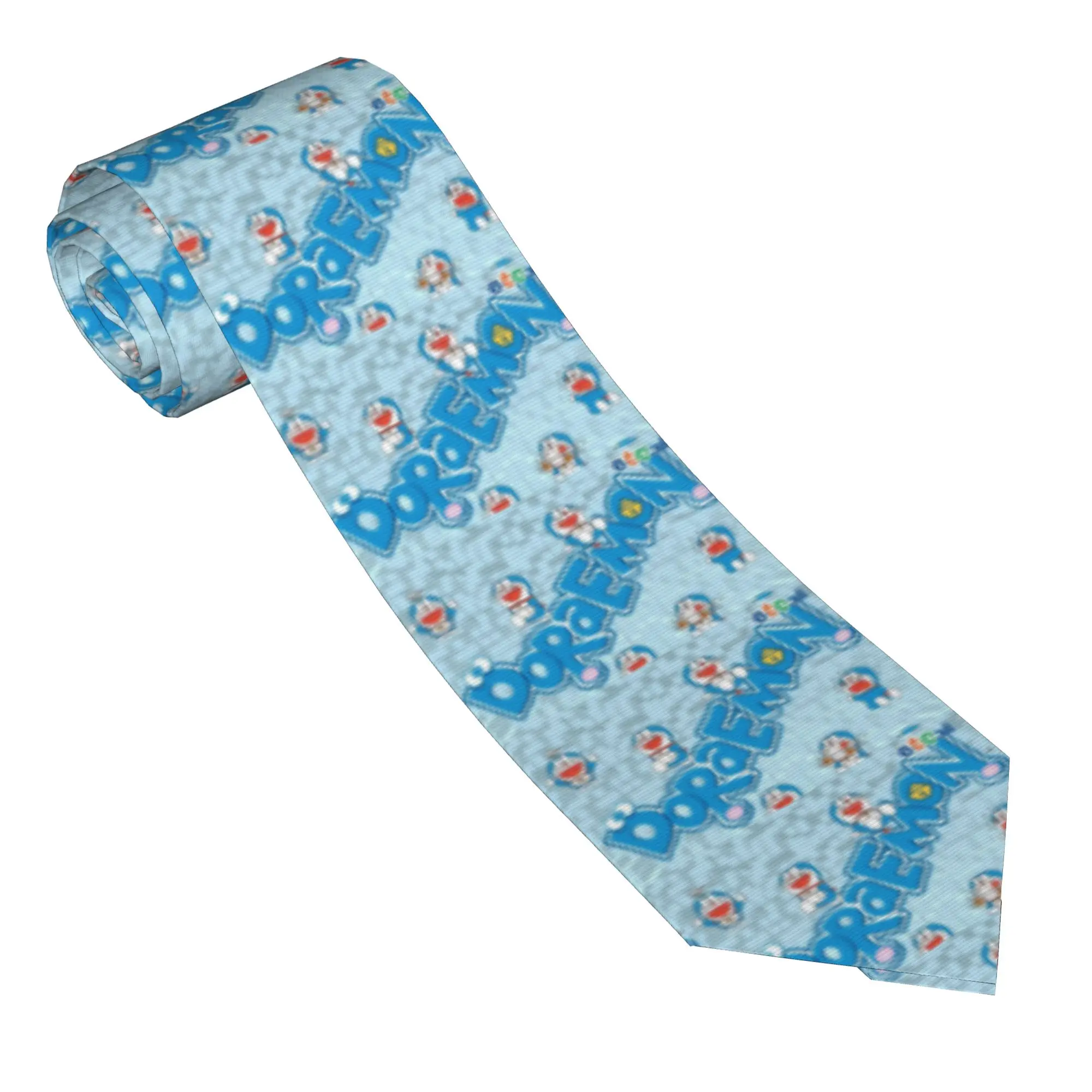Blue Doraemon Cartoon Neckties Unisex Silk 8 cm Wide Neck Tie Anime Cute for Mens Suits Accessories Gravatas Wedding Office