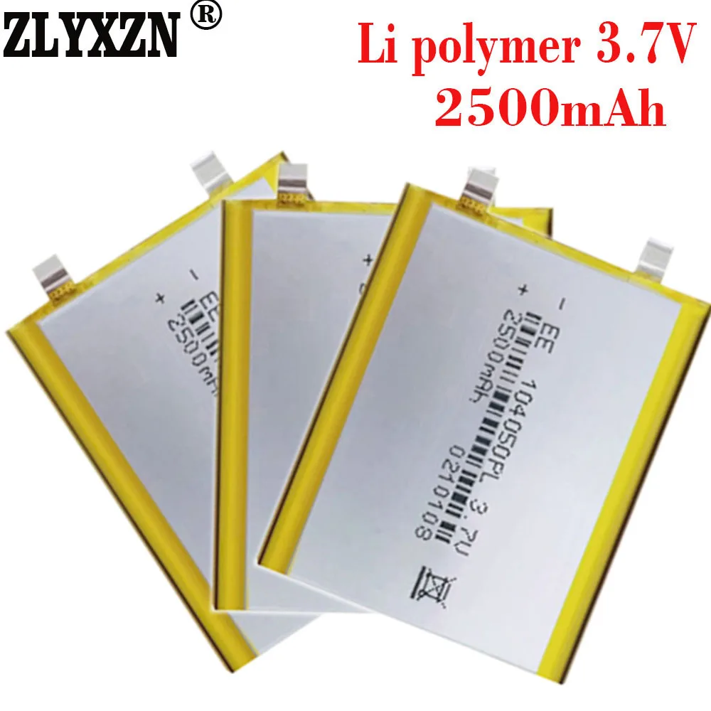 1-10pcs batteries 3.7V 2500mAh Li-Po Battery 104050 Lithium Polymer Battery li ion Lipo cells For GPS MP3 MP4 Driving Recorder