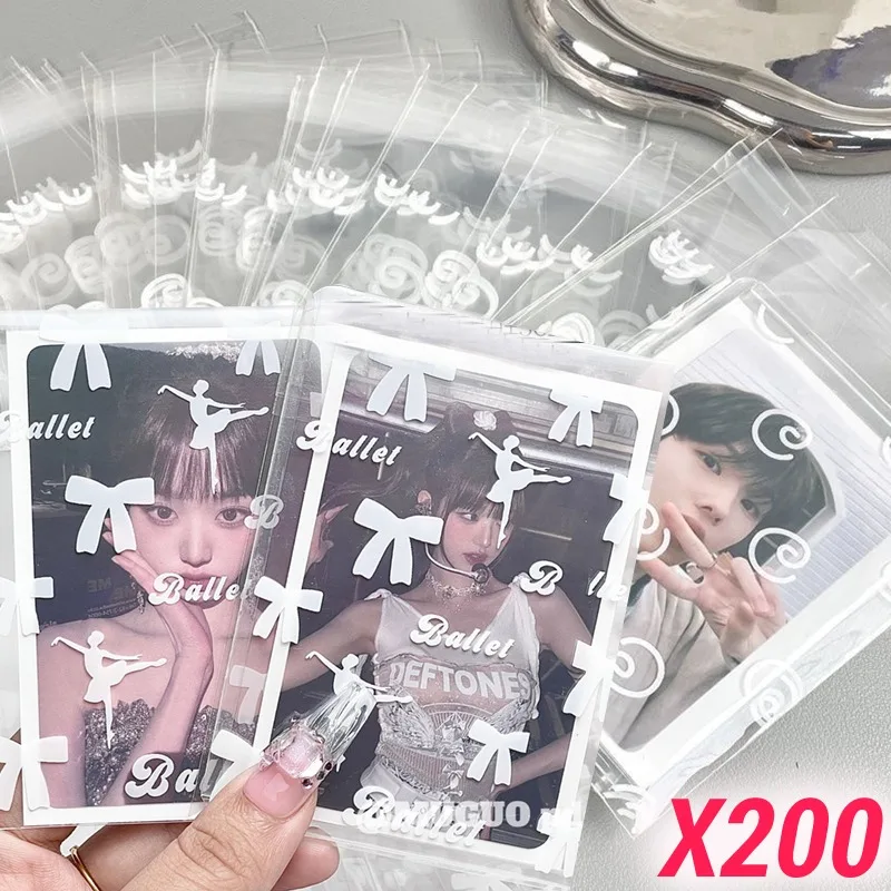 200-50Pcs Korea Card Sleeves Transparent Kpop Idol Card Protective Sleeve Self Sealing Bag Photocard Box For Popcorn Card Holder