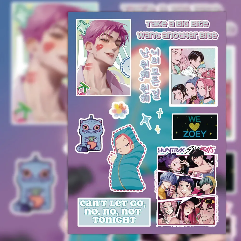 حار 8 ورقة K-POP شيطان الصيادين ملصق فيلم التلفزيون الطرفية الكمبيوتر ملصقات الزخرفية مقاوم للماء لعبة من الفينيل هدايا الاطفال #3