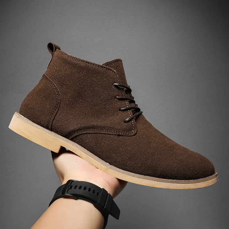 Große Größe 46, braune Chelsea-Stiefel für Herren, hohe Abendschuhe, britischer Stil, spitze Zehen-Herren-Stiefeletten, kurzer Schnürstiefel für Herren