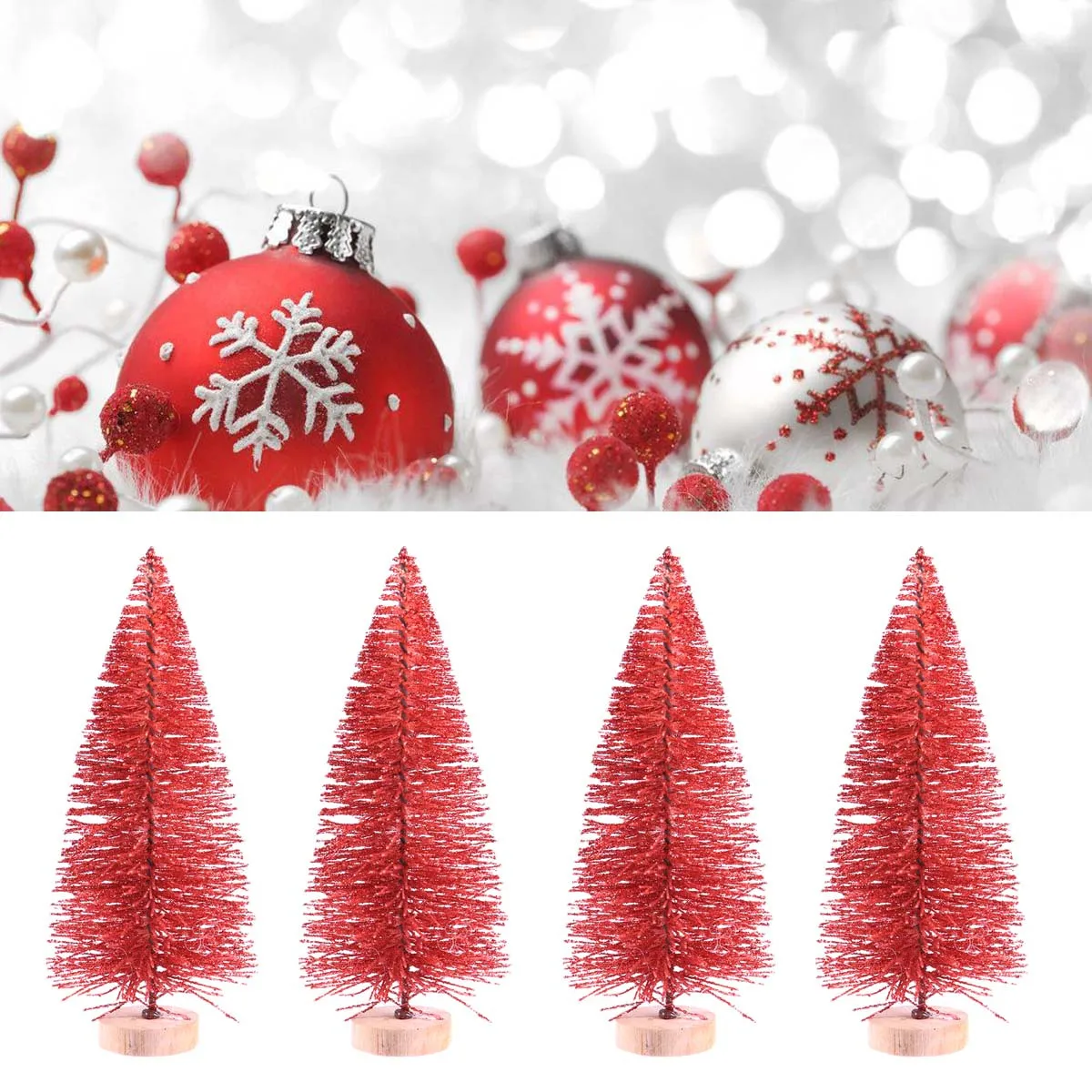 

2pcs Mini Christmas Tree Decorations Gold Silver Red Table Top Festive nament for Indoor Outdoor Holiday Season