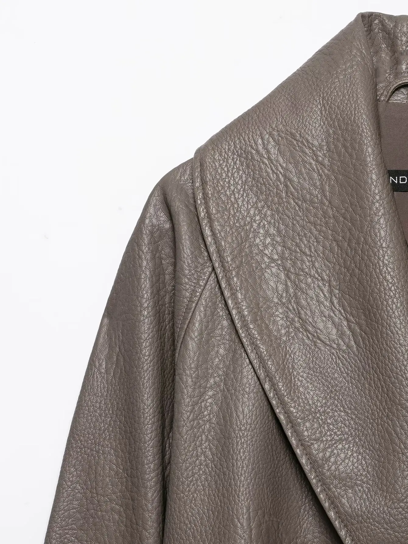 BSAY 2026 Herbst Minimalistische Vielseitige Kunstleder Damenjacke mit Schalkragen, Wickelfront, Geripptem Saum, Seitentaschen, Kurze Oberbekleidung – Detail 12