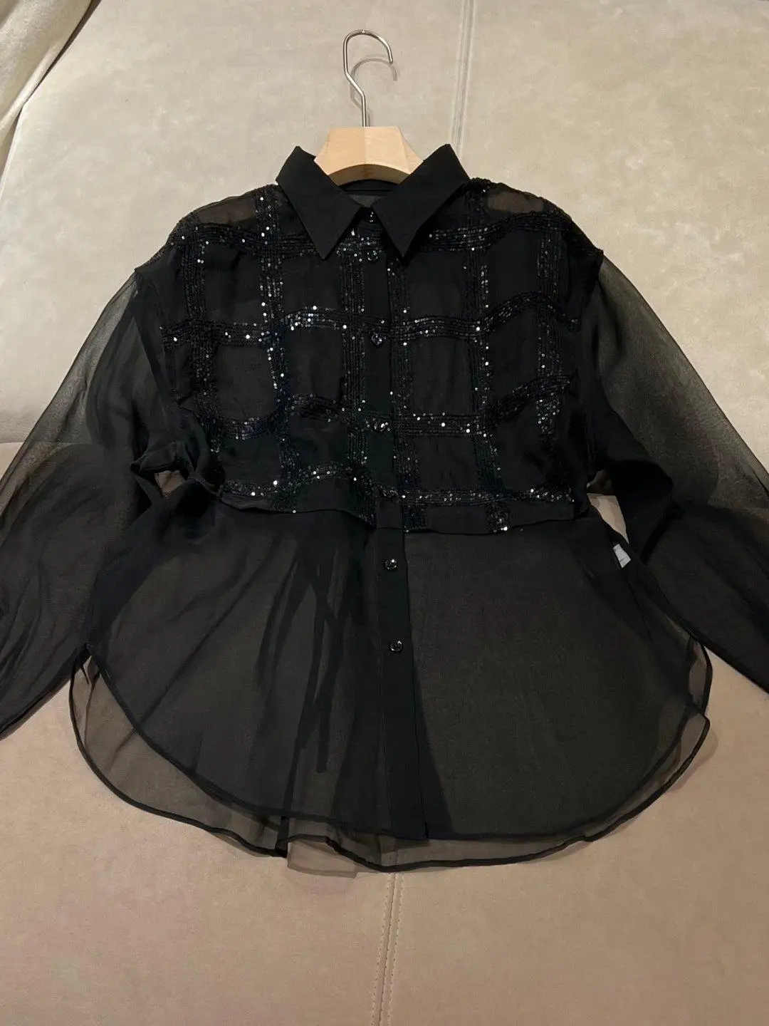 

Long sleeved shirt thin sunscreen top design sense niche casual versatile fairy style top shirt for women