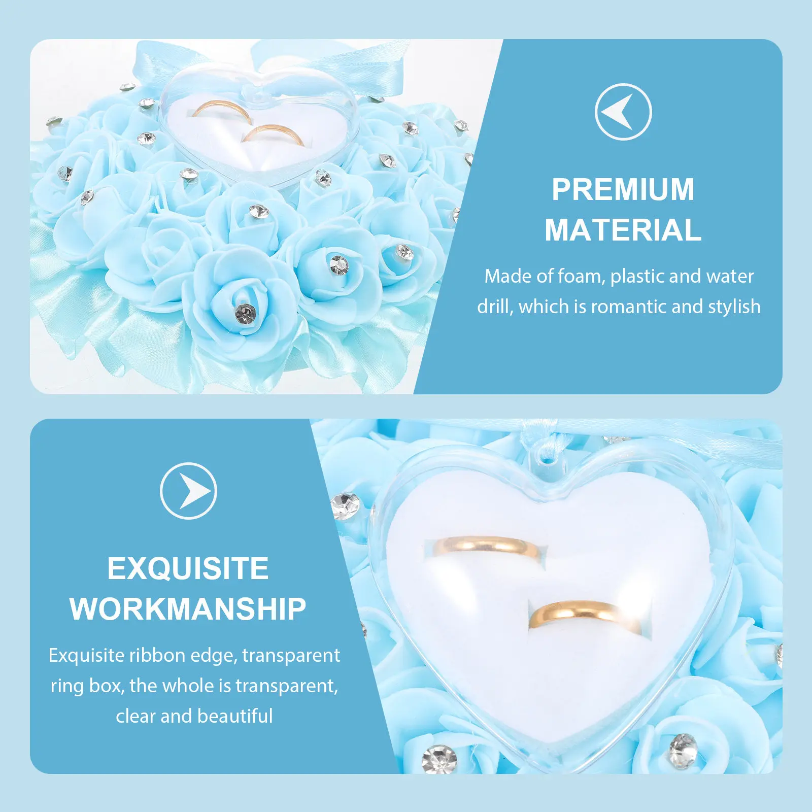 

Свадебная подушка для колец в форме сердца с розами, элегантный футляр для хранения со стразами, романтическая подушка для обручальных колец, свадебный аксессуар