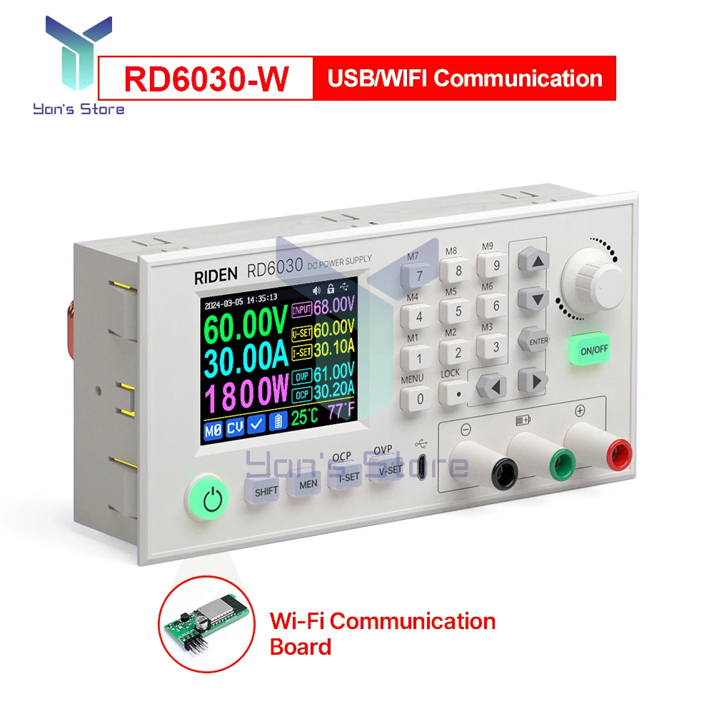 dc ajustavel step down voltage bench regulado fonte de alimentacao buck converter bateria carregamento rd rd6030 rd6030w 60v 30a 01