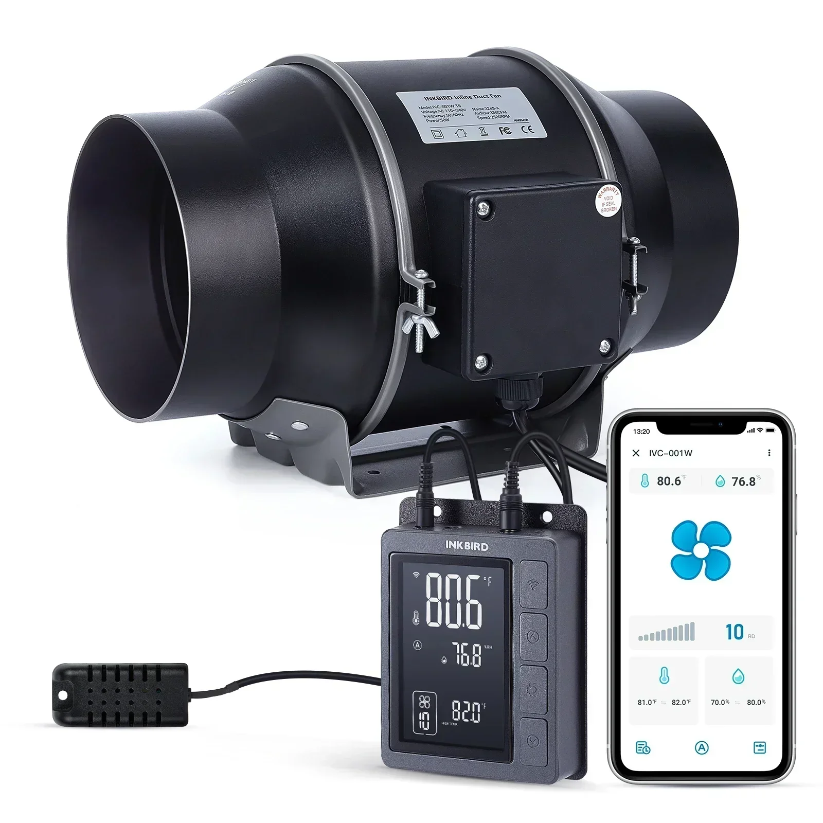 

Excellent Top Quality INKBIRD IVC-001W 6 Inches Inline Duct Fan With Smart Controller, HVAC Vent Blower For Grow Tents