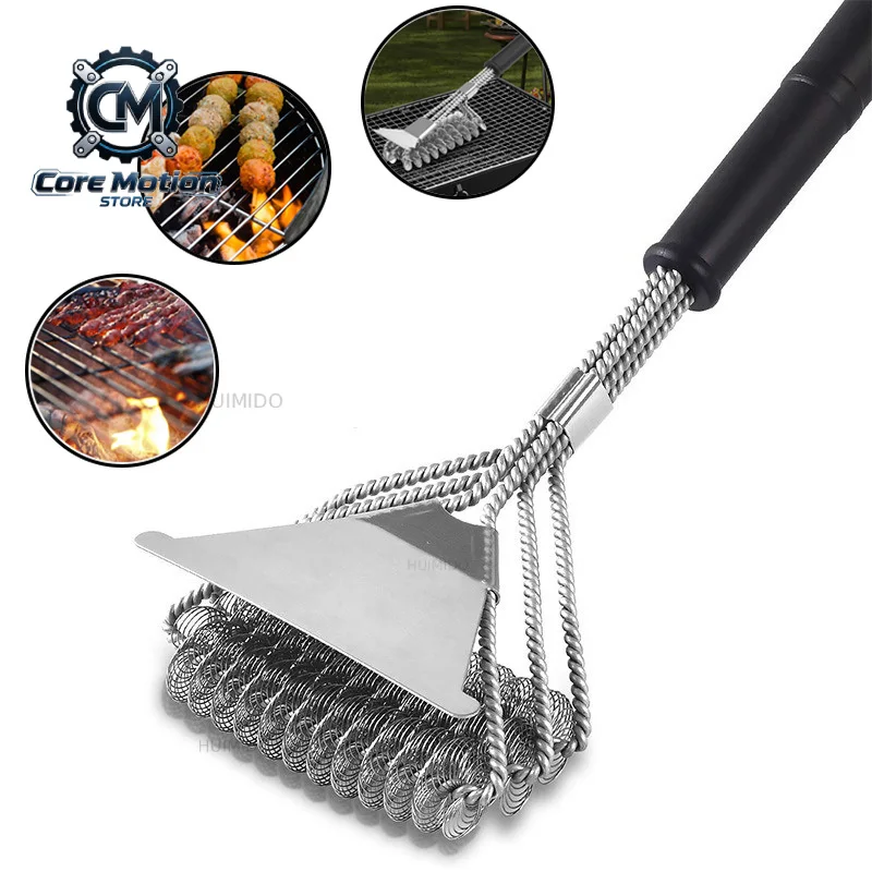 Barbecue Grill BBQ Brush Clean Tool Safe Grill Brush and Scraper Rust Resistant Stainless Steel Bristles Barbecue Accessories