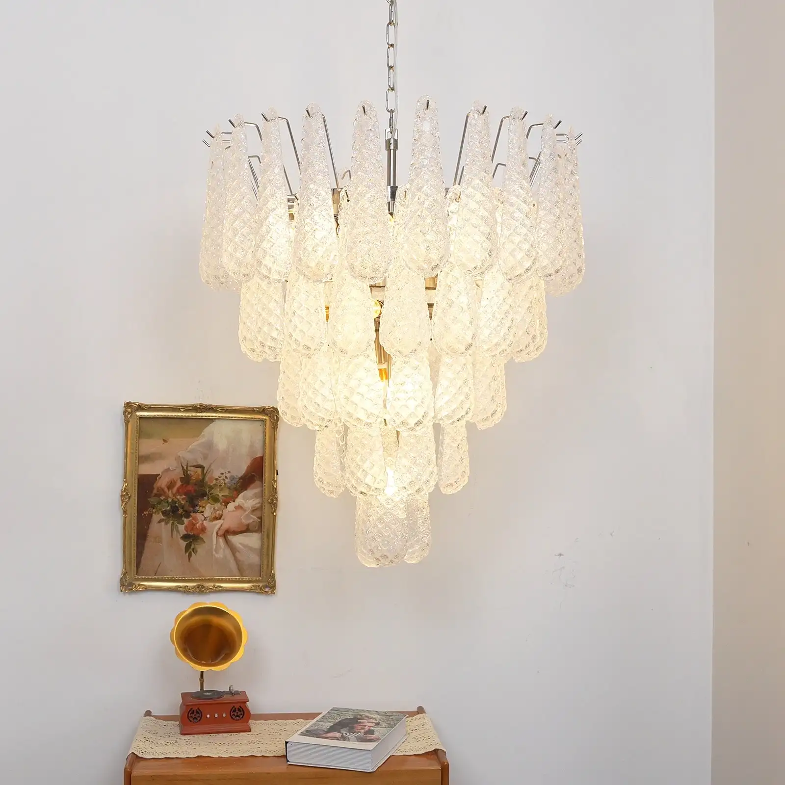 Murano Handmade Glass Chandelier For Living Room Dining Room Decor Lamp Customized Color Glass Pendant Light Fixture