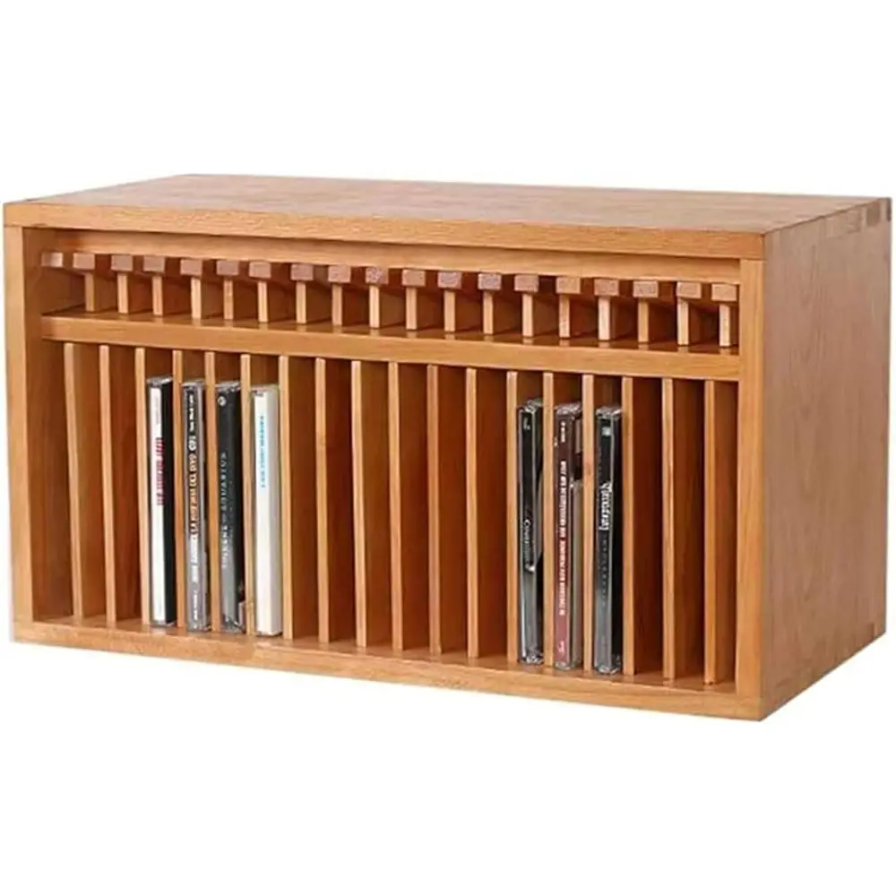 

Retro Cherry Wood CD Storage Rack, Elegant DVD Organizer for 19 Discs, Suitable for Home, Office, Music Rooms, and Theaters