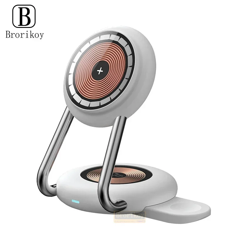 

3 IN 1 Transparent Magnetic Desk Stand 15W Fast Wireless Charger For Watch iPhone 14 13 12 11 Pro Max 13 12 Mini Samsung S23 S22