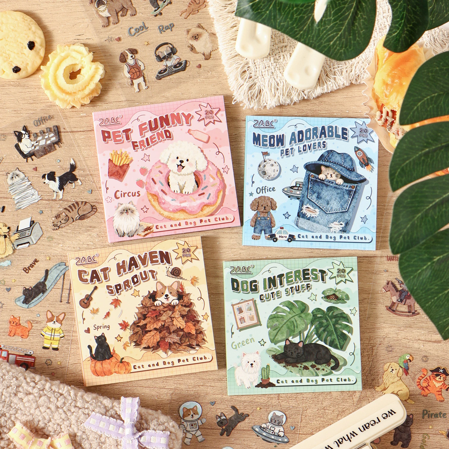 

Cute Pet Themed 20/80 Sheets Die Cut Stickers Book Retro Cartoon Handmade Decoration Scrapbooking Phone Case Material