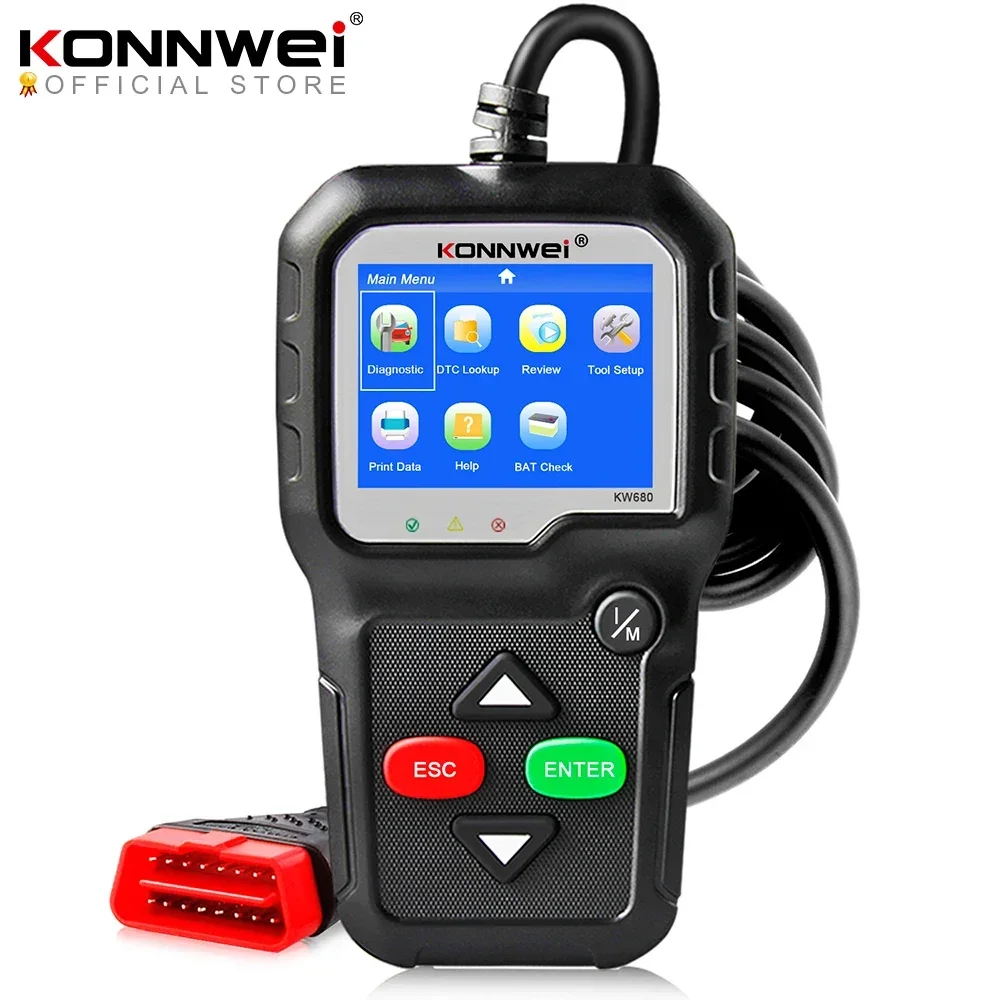 Сканер OBD2 OBD 2, автомобильный диагностический инструмент для диагностики KONNWEI KW680S, автомобильный сканер на русском языке, инструменты, диагностический сканер